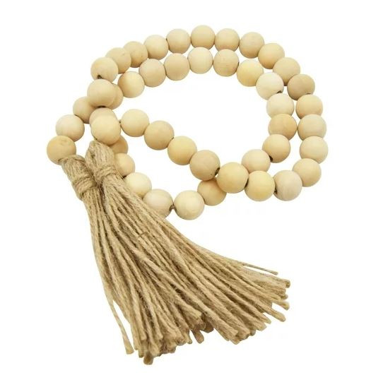 36-in Beaded Garland, Wood, Jute Color, Harvest Decor, Party Favors, Thanksgiving, Way to Celebrate
