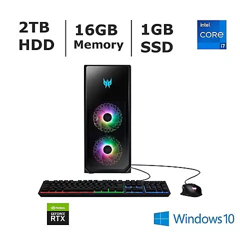Acer Predator Orion 5000 PO5-640-UR11 Gaming Desktop, Intel Core i7-12700F Processor, 16GB Memory, 1TB SSD, NVIDIA GeForce RTX