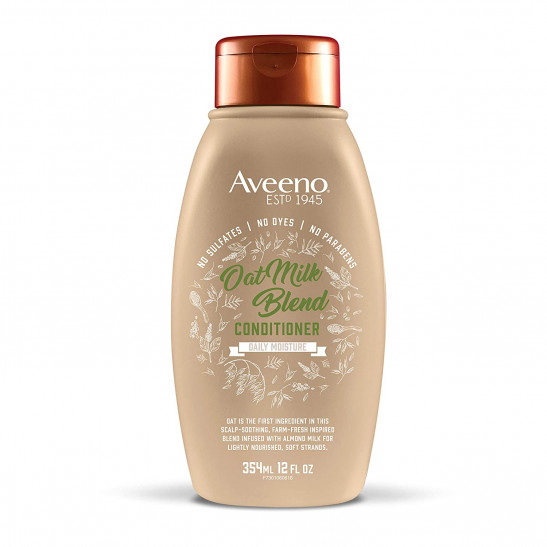 Aveeno Farm-Fresh Oat Milk Sulfate-Free Conditioner with Colloidal Oatmeal & Almond Milk, Scalp Soothing & Moisturizing Daily Conditioner for All Hair Types, Paraben & Dye-Free, 12 Fl Oz