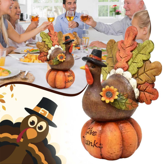 BJUTIR Thanksgiving Decor Table Decor Fall Figurine Tabletop Resin Pumpkin Decorations Party Autumn Centerpiece For Home Kitchen