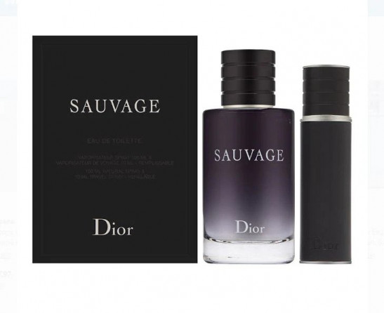 christian dior sauvage 2 pc. gift set for men, (3.4 oz + 10 ml mini)