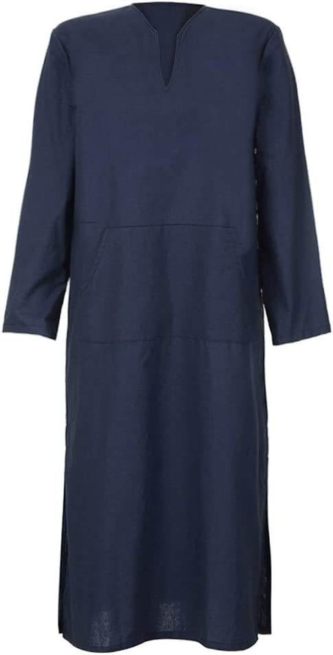 Dress Tops for Women Loose Loose Dress Long Solid Vintage Kaftan Robes Mens Sleeve Ethnic Women's Dress