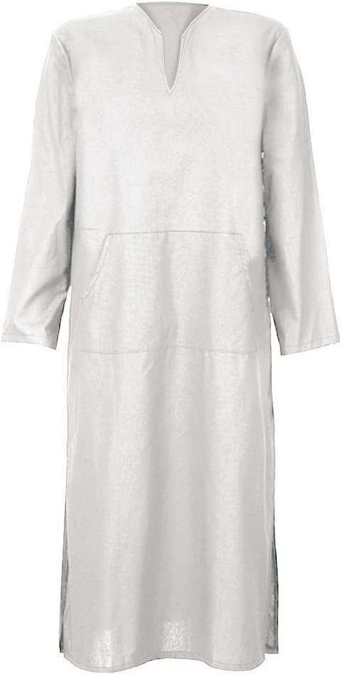 Dress Tops for Women Loose Loose Dress Long Solid Vintage Kaftan Robes Mens Sleeve Ethnic Women's Dress