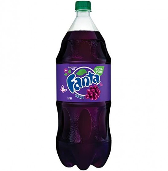 fanta grape soda fruit flavored soft drink, 2 liter bottle