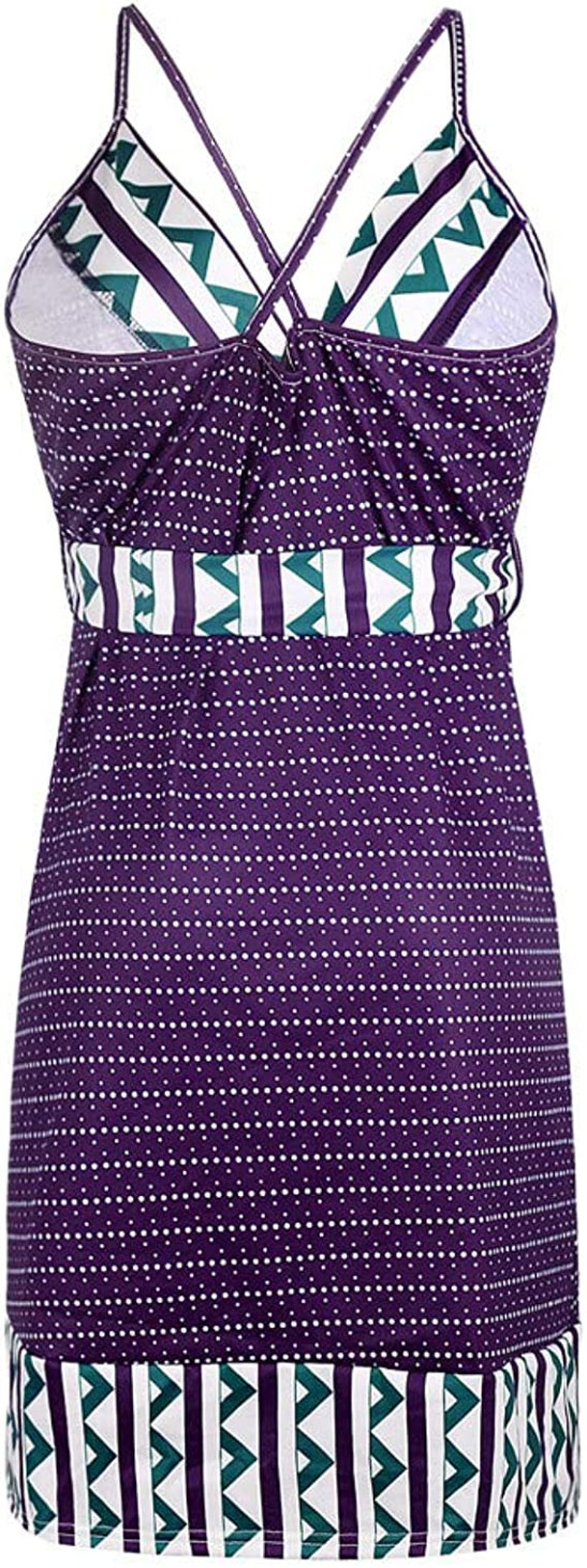 JURANMO Summer Sleeveless Dress for Women Vintage Spaghtti Strap Ethnic Print Short Dress 2023 Trendy Graphic Wrap Maternity Dress