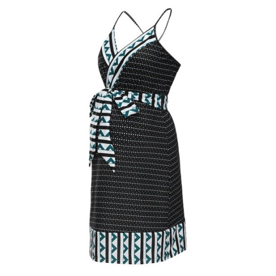 JURANMO Summer Sleeveless Dress for Women Vintage Spaghtti Strap Ethnic Print Short Dress 2023 Trendy Graphic Wrap Maternity Dress