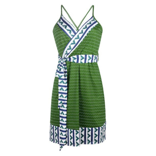 JURANMO Summer Sleeveless Dress for Women Vintage Spaghtti Strap Ethnic Print Short Dress 2023 Trendy Graphic Wrap Maternity Dress