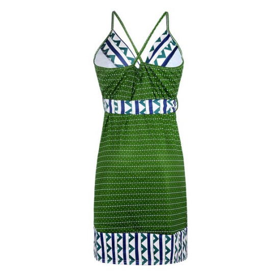 JURANMO Summer Sleeveless Dress for Women Vintage Spaghtti Strap Ethnic Print Short Dress 2023 Trendy Graphic Wrap Maternity Dress
