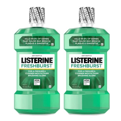 Listerine Antiseptic Mouthwash Spearmint/Original 1.0 L "2-PACK