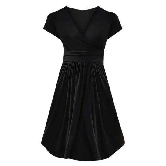 LWZWM Boho Dress for Women Ethnic Dress Solid Color V-Neck Pocketed Short Sleeve Dress Dinner Dress Daily Dress Club Dress Boho Dress 50s Dress Vacation Dress Tennis Dress