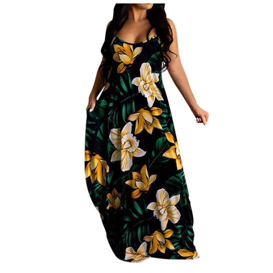 LWZWM Vintage Dress for Women Ethnic Dress Plus Size Flower Print V Neck Hanging B Loose Cami Dress Daily Dress Club Dress Boho Dress 50s Dress Vacation Dress Tennis Dress