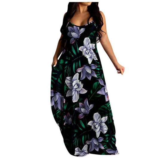 LWZWM Vintage Dress for Women Ethnic Dress Plus Size Flower Print V Neck Hanging B Loose Cami Dress Daily Dress Club Dress Boho Dress 50s Dress Vacation Dress Tennis Dress