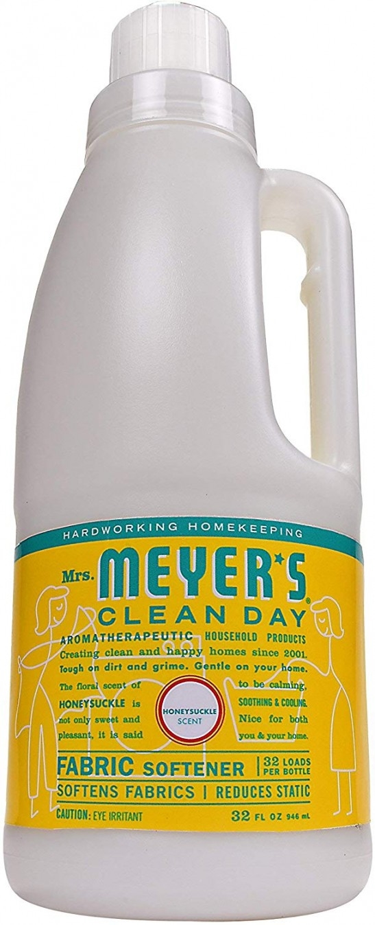 mrs. meyer’s clean day liquid fabric softener bottle, honeysuckle scent, 32 fluid ounce