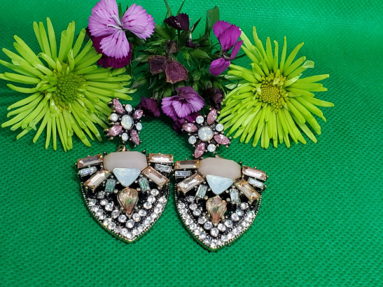 multi colored statement earrings