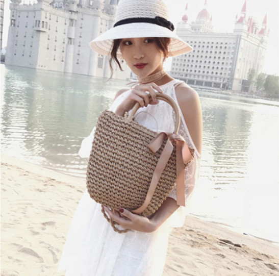 New Arrival Colorful Bowknot Woven Beach Crochet Bags Crossbody Tote Bag