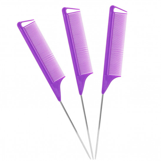 Rat Tail Combs Parting Comb: 3Pcs Rat Tail Comb Set, Long Steel Pin Rat  Tail Teasing