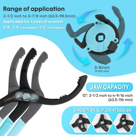 SHALL Oil Filter Wrench, 4PC Oil Filter Removal Tool