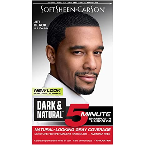 SoftSheen-Carson - Color de cabello oscuro y natural para hombres de 5 minutos, cobertura de color gris de aspecto natural hasta 6 semanas, tinte permanente para el cabello, color negro azabache, sin amoníaco, negro azabache