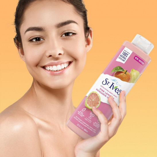 st. ives exfoliating body wash with pink lemon & mandarin orange