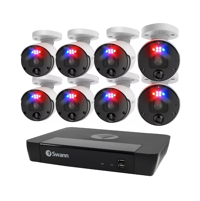 Swann Enforcer 8-Channel 8-Bullet PoE Cameras 4K Security System with 2TB HDD NVR