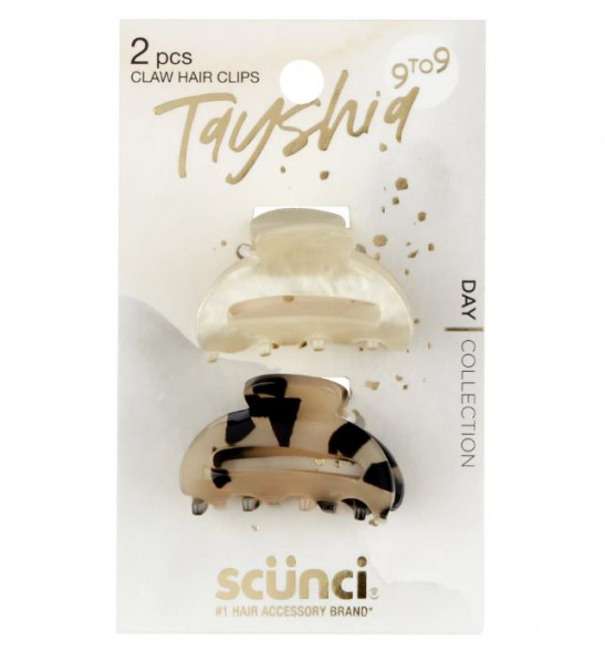 Tayshia by Scunci Classic Cutout Small Hair Clips, Assorted Colors, 2ct