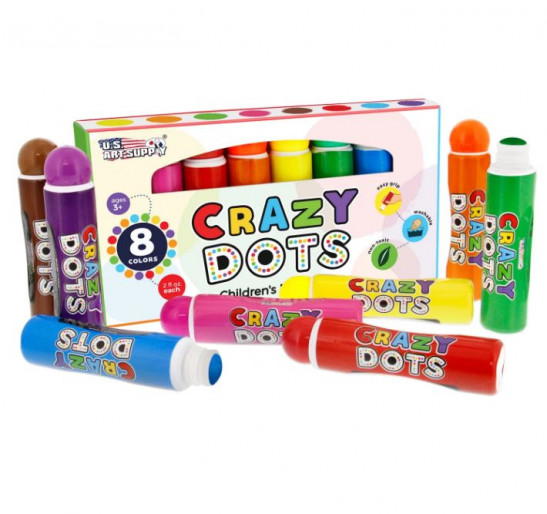 US Art Supply 8 Color Crazy Dots Childrens Dot Markers - Children's Washable Paint Marker Daubers