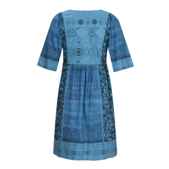 USSUMA Summer Dresses for Women Casual Vintage Floral Print Boho Ethnic Swing TShirt Midi Beach Party Sundresses Half Sleeve Plus Dresses V Neck Sun Dress Wedding Guest