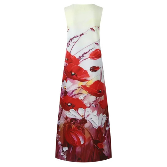 Women's Vintage Mexican Long Dress Western Ethnic Style Print Tank Dress V Neck Loose Sundress Elegant Casual Dresses