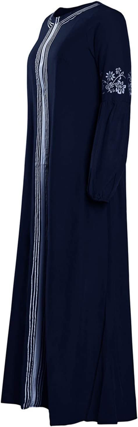 YanHoo Women's Plus Size Dresses Ethnic Long Sleeve Muslim Abaya Loose Vintage Kaftan Islamic Maxi Dresses
