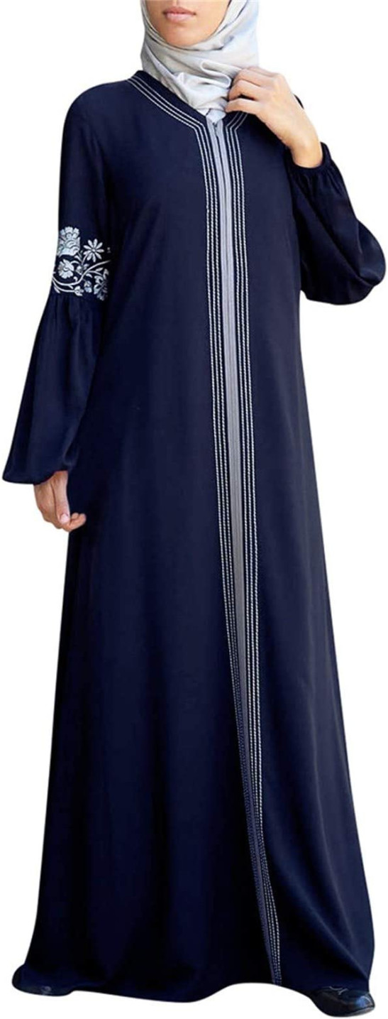 YanHoo Women's Plus Size Dresses Ethnic Long Sleeve Muslim Abaya Loose Vintage Kaftan Islamic Maxi Dresses