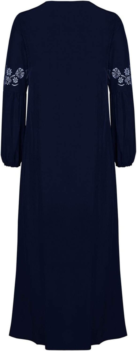 YanHoo Women's Plus Size Dresses Ethnic Long Sleeve Muslim Abaya Loose Vintage Kaftan Islamic Maxi Dresses