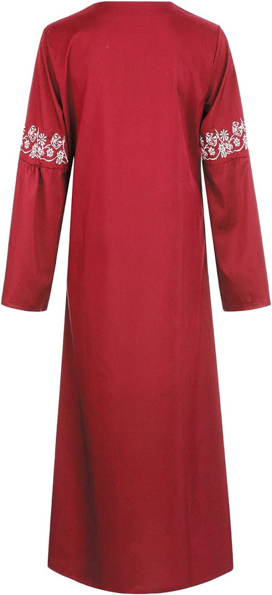 YanHoo Women's Plus Size Dresses Ethnic Long Sleeve Muslim Abaya Loose Vintage Kaftan Islamic Maxi Dresses
