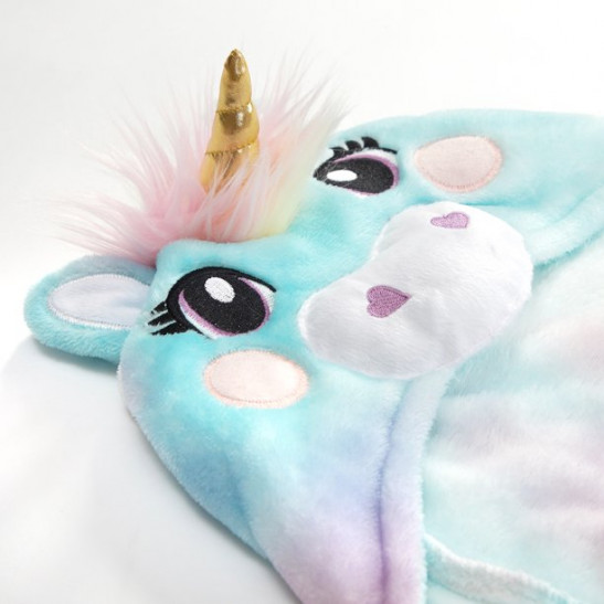 Your Zone Kids Hooded Super Soft Plush Unicorn Throw, 50" x 40", Multicolor, Polyester