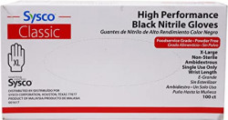 100-ct Black Nitrile Gloves Size L Powder Free Sysco Classic High Performance