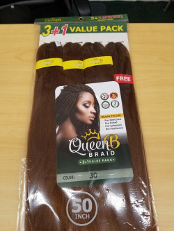 3+1 Value Pack 50 Inch Queen B 100% K-LON Anti-Bacterial NON-Flammable Pre-Stretched Braid Color 30