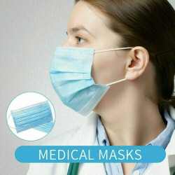 50 Pcs Disposable Face Masks Earloop Blue 3-Ply Unisex Mouth & Nose Cover