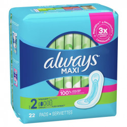 Always Maxi Pads, Winged, Unscented, Super Absorbency, Size 2, 22 Ct