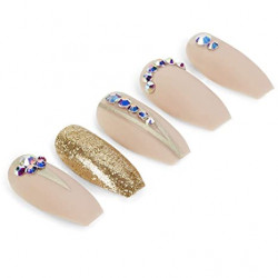 Ardell Nail Addict Premium - Juego de uñas artificiales prémium, Nude Jeweled, Nude Jeweled