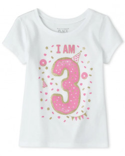 Baby And Toddler Girls Birthday Glitter I Am 3 Graphic Tee