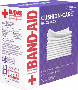 Band-Aid Brand Cushion Care Non-Stick Gauze Pads, Individually-Wrapped, Medium, 3 in x 3 in, 10 ct