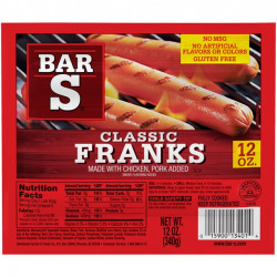Bar S Franks Made With Chicken & Pork, 12 Oz.