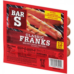 Bar S Franks Made with Chicken & Pork, 12 Oz.