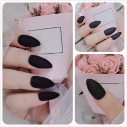Black | Fake Matted Nails