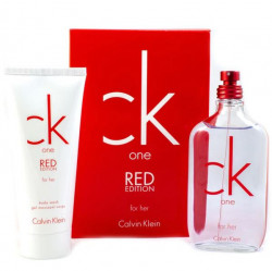 CK One Red Edition 2pcs Gift Set EDT 3.4 Oz, Shower Gel 3.4 Oz, Women