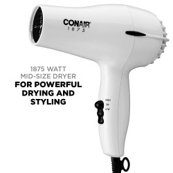 Conair 1875 Watt Mid-Size Styler Hair Dryer, White