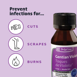 De la Cruz Gentian Violet - Violeta de Genciana - Tincture of Violet 1% First Aid Antiseptic, 1 FL OZ