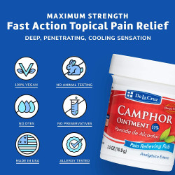 De La Cruz Pain Relief Cream - Maximum Strength Muscle and Joint Camphor Ointment to Reduce Pain and Inflammation 11% 2.5 oz (70.9 g)