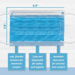 Disposable Kids Face Mask Child Size pleated 3 ply - 50 pieces Children Size Blue Boys