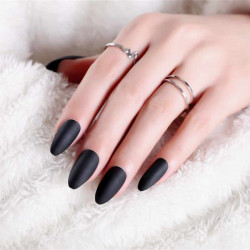 Black | Fake Matted Nails