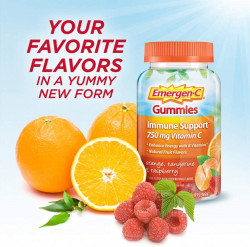 Emergen-C 750mg Vitamin C Gummies For Adults, Immunity Gummies With B Vitamins, Gluten Free, Orange, Tangerine And Raspberry Flavors - 45 Count